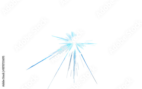 Effetto luce blu astratto e brillante con raggi che si espandono su sfondo bianco trasparente, ideale per design.