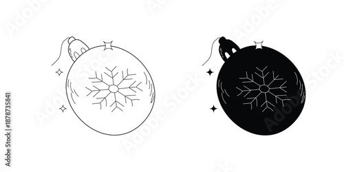 Bauble  doodle set icon with white background vector stock illustration