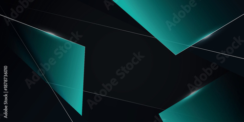 Black abstract background with glowing green and black gradient geometric design. Modern and futuristic design with white abstract lines for covers, banners, brochures and websites. EPS. 4