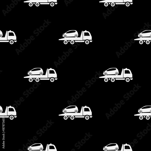 Roadside assistance seamless pattern isolated on black background