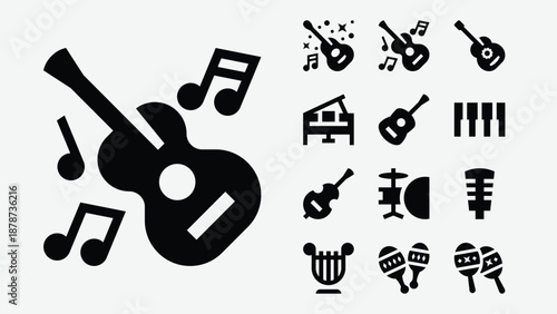 Musical instruments icons set