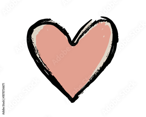 Cuore disegnato a mano con tratto spesso e irregolare, simbolo d'amore su sfondo trasparente.