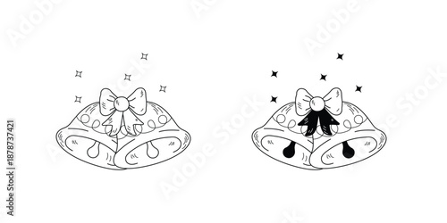Bell  doodle set icon with white background vector stock illustration
