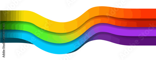 Onde astratte multistrato in stile arcobaleno con sfondo bianco trasparente, grafica moderna e fluida.