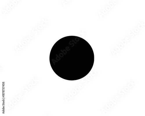 Punto nero isolato su sfondo bianco, forma geometrica semplice e astratta, elemento grafico essenziale e trasparente.