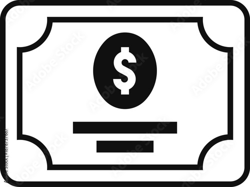 Dollar bill icon with dollar sign and lines