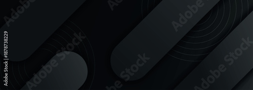 Dark gray gradient abstract background with modern 3D curved geometric design. Dynamic horizontal shape design for banner, brochure, marketing, and website. EPS. 4