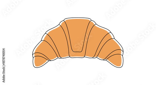 Delicious golden brown flaky croissant illustration isolated on a plain white background for bakery and breakfast themes.