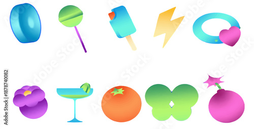 Vibrant 3D Icon Set Modern Digital Graphic Elements