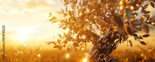 A hyper-realistic futuristic ecosystem where robotic insects with metallic wings pollinate glowing cybernetic flowers, robotic birds with chrome feathers soar through neon skies, robotic land animals 