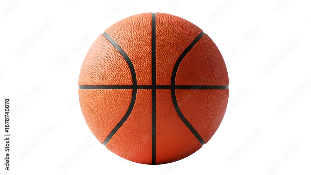 Fototapeta premium Detailed studio shot of a classic orange basketball with visible texture isolated on transparent background