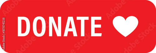 Red Donate Button with Heart Symbol for Charity and Support Campaigns