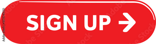 red sign up button with white text and arrow