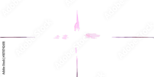 Destello de luz rosa brillante y cruciforme sobre fondo blanco, ideal para efectos de superposición transparente.