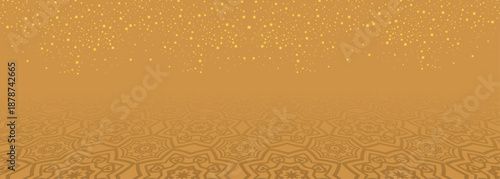 Islamic style abstract background with luxurious ornaments and shining gold dots. Background with combination of sparkling gold lines. Vector illustration EPS. 2