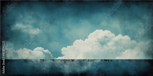 Dark storm clouds cast an abstract blue light over the sea and the old city's fog-drenched architecture in a dramatic nature cloudscape of mist and water