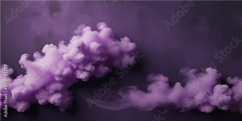 Beautiful abstract purple smoke and ethereal steam textures swirl like a colorful explosion against a black atmosphere, creating a vintage cloudscape of light and air