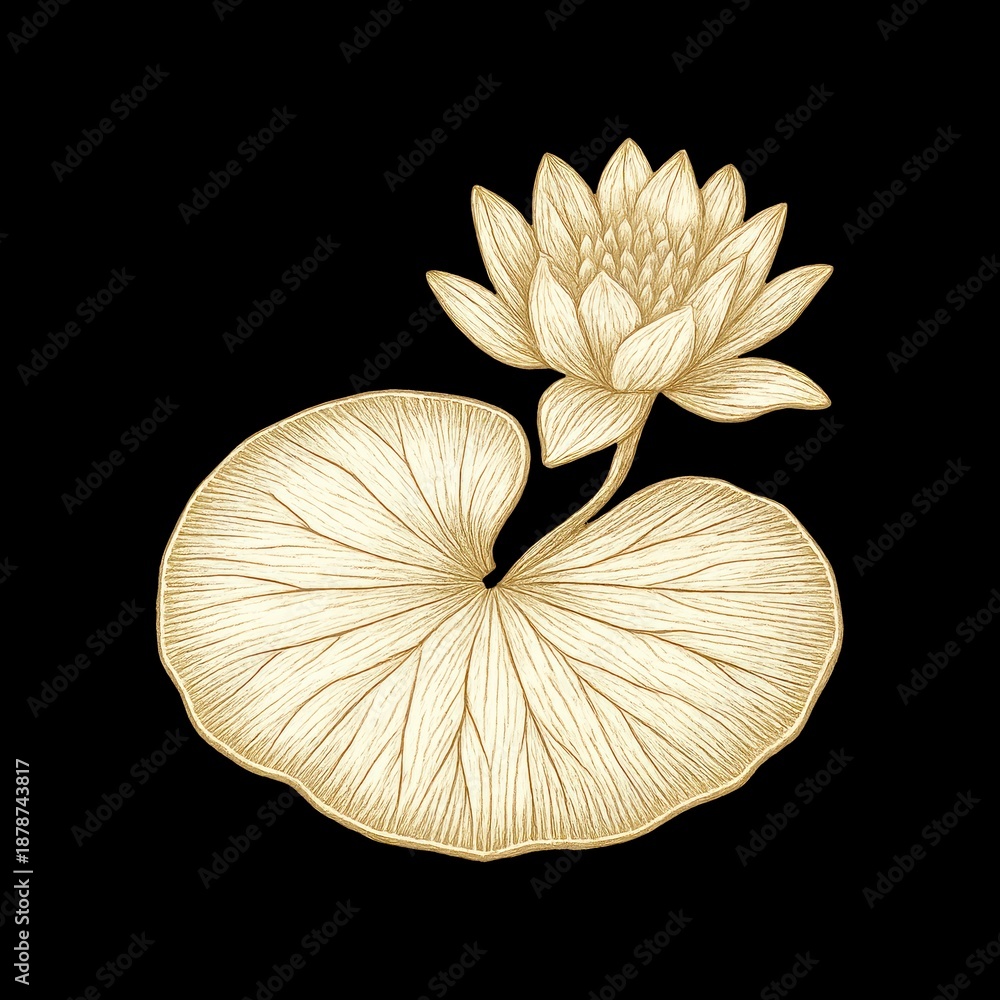 Fototapeta premium Elegant golden lotus illustration