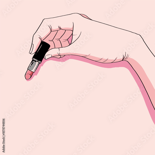 口紅を持っている手のベクターイラスト