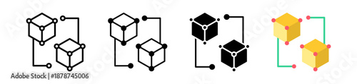 Blockchain Icon, Multi Style Vector Illustration
