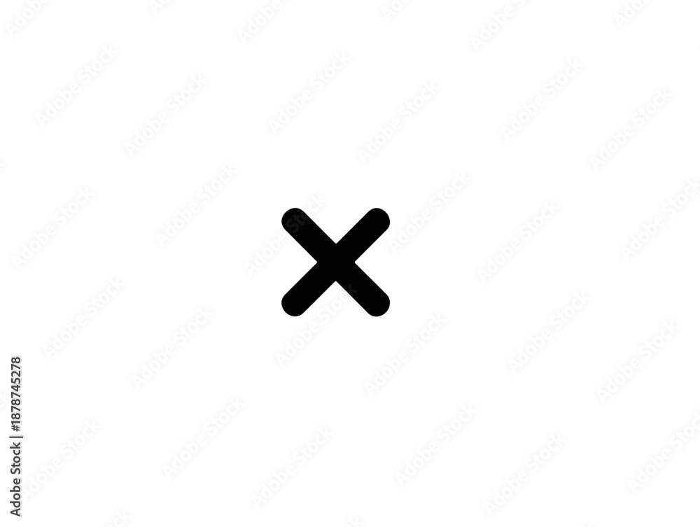 Obraz premium Ícone de multiplicação preto simples em fundo branco, símbolo matemático vetorial para fechar ou excluir.