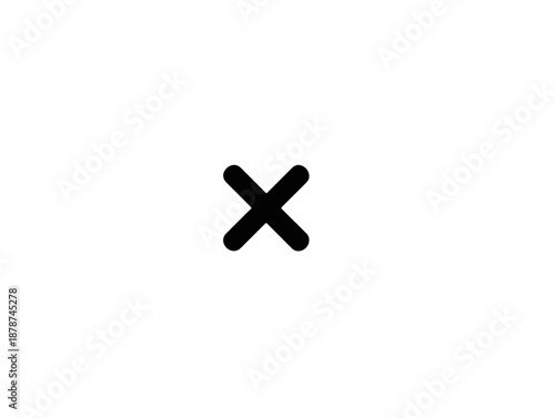 Ícone de multiplicação preto simples em fundo branco, símbolo matemático vetorial para fechar ou excluir.