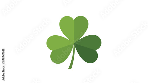 A simple, stylized green shamrock with three heart-shaped leaves on a white background.