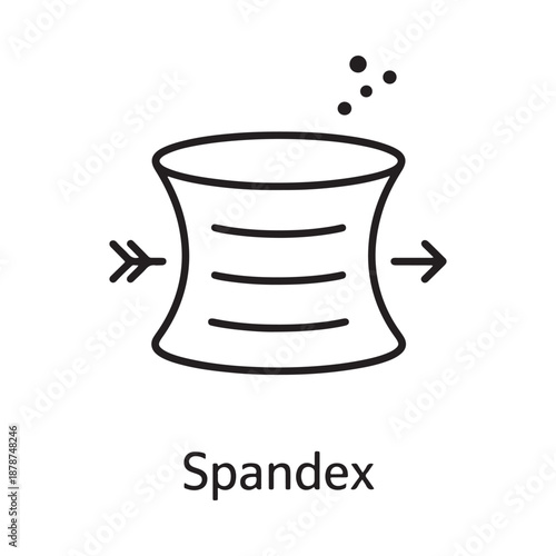 Illustration of a spandex material with stretching arrows and scattered dots above it