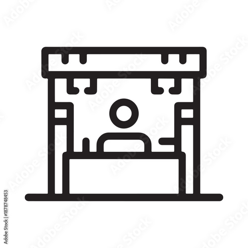 Simple line drawing depicting a bed with a person sleeping peacefully under a cover