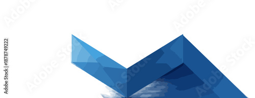 Abstract blue geometric shape featuring sharp angular facets and transparent qualities, perfect for modern digital backgrounds.