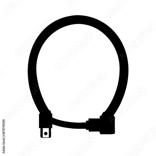 Black Bicycle Cable Lock Silhouette - Vector Security U-Lock and Bike Protection Icon Isolated