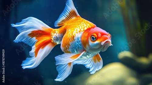 Vibrant goldfish in aquarium