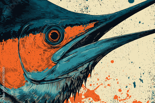 Expressive Wildlife Poster of a marlin