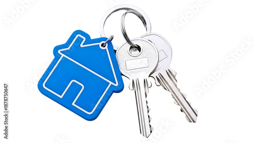 House keychain with keys isolated on transparent background