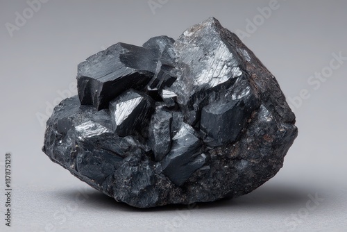Detailed close-up of magnetite ore crystals highlighting mineral texture and luster