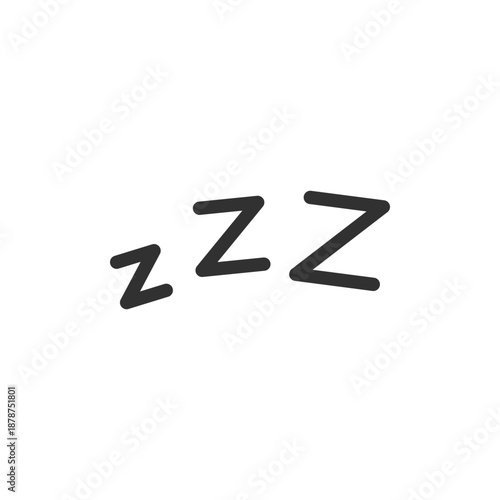 Sleep letters ZZZ, linear icon. Sleep state and rest period. Line with editable stroke.