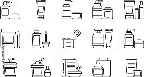 Minimalist cosmetic containers, bottles and tubes for beauty products