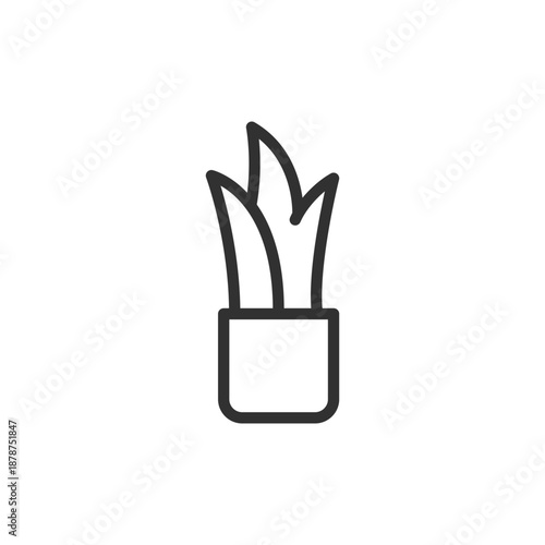Potted plant, linear icon. Indoor greenery and home decor. Line with editable stroke.