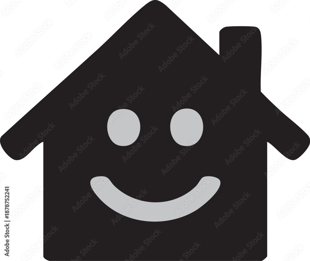 Obraz premium Happy Home Icon with a Friendly Smile