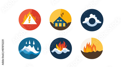 Collection of Natural Disaster Icons Symbols.
