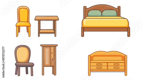 Collection of Various Wooden Furniture Pieces.