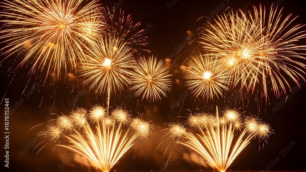 Fototapeta premium Vibrant fireworks display on a dark night sky