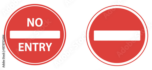 No entry sign vector set, professional illustrations, restricted access, traffic stop, prohibition, safety symbols for signage, public safety, and alert graphics.