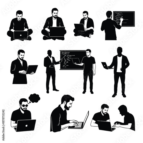 Entrepreneurs collaborating and brainstorming ideas in a modern startup environment, viewed from a slightly elevated perspective