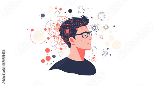 Illustration of a man with creative thoughts.