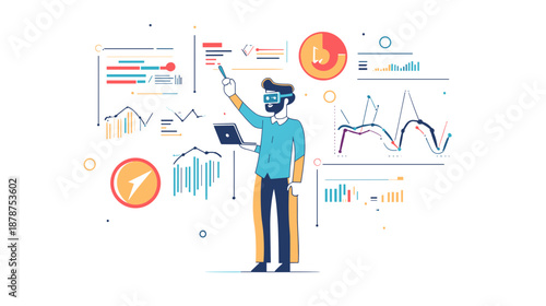 Man Analyzing Business Data on Tablet.