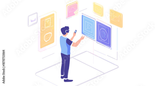 Man Interacting with Digital Interface Elements 2.