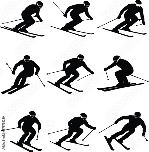 Downhill Skier Silhouette Bundle