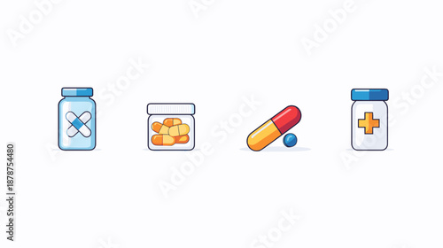 Medical Icons Representing Various Medications.