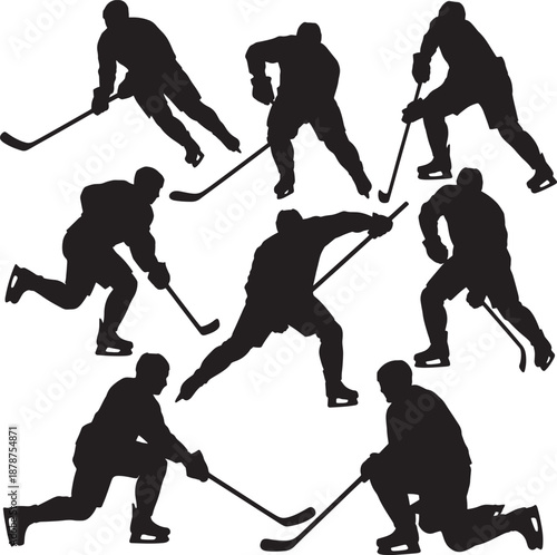Ice Hockey Player Silhouette Bundle
